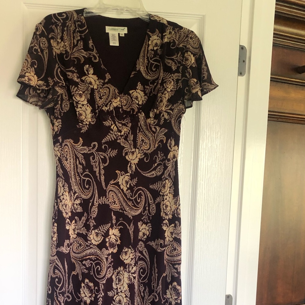 Beautiful Wine colored dress with gold accents